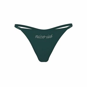 VICTORIA'S SECRET PINK Nice Ish Cotton High Leg Thong Panty VS Dark Green Large